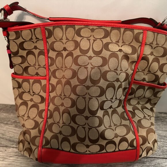 Coach Park Signature Hobo Vermillion Shoulder Bag EUC - Picture 6 of 9